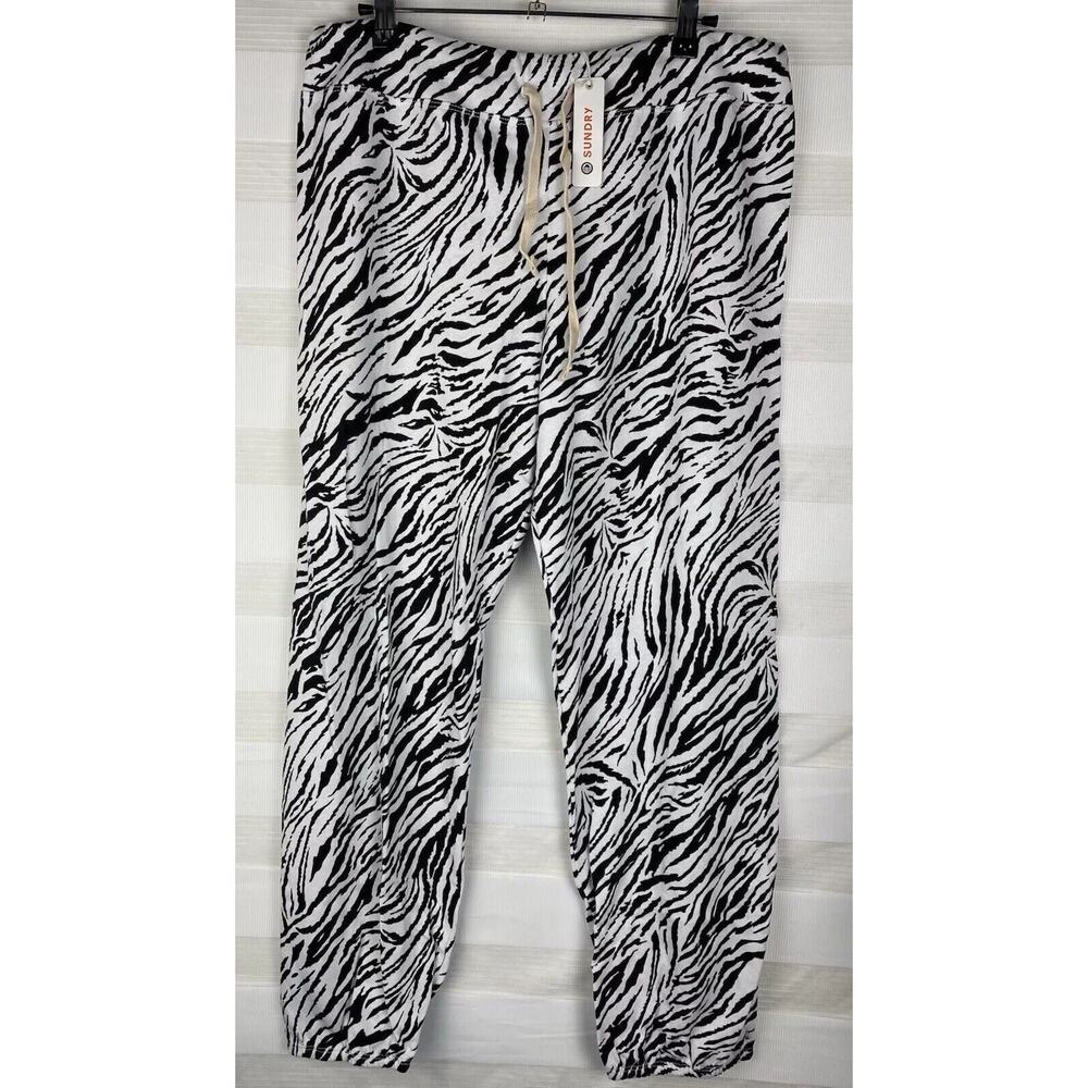 Sundry size 4 (XL) Zebra Print Sweatpants Jogger Casual Lounge Pants NWT